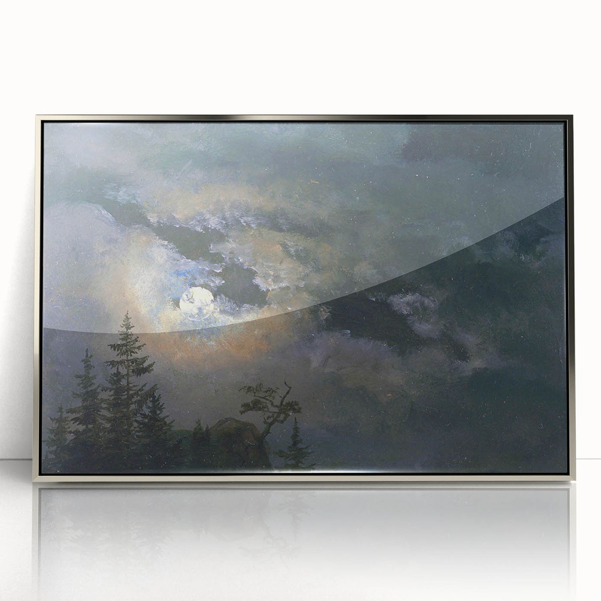 Dark Moody Wall Art - Atmospheric Moonlit Sky for Dramatic Interiors
