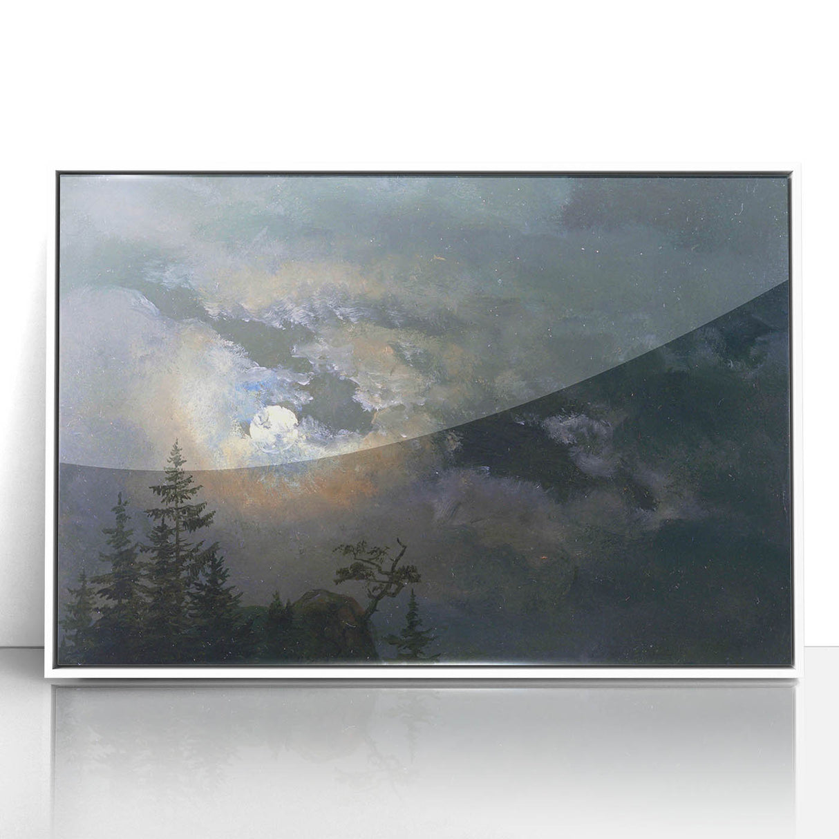 Dark Moody Wall Art - Atmospheric Moonlit Sky for Dramatic Interiors