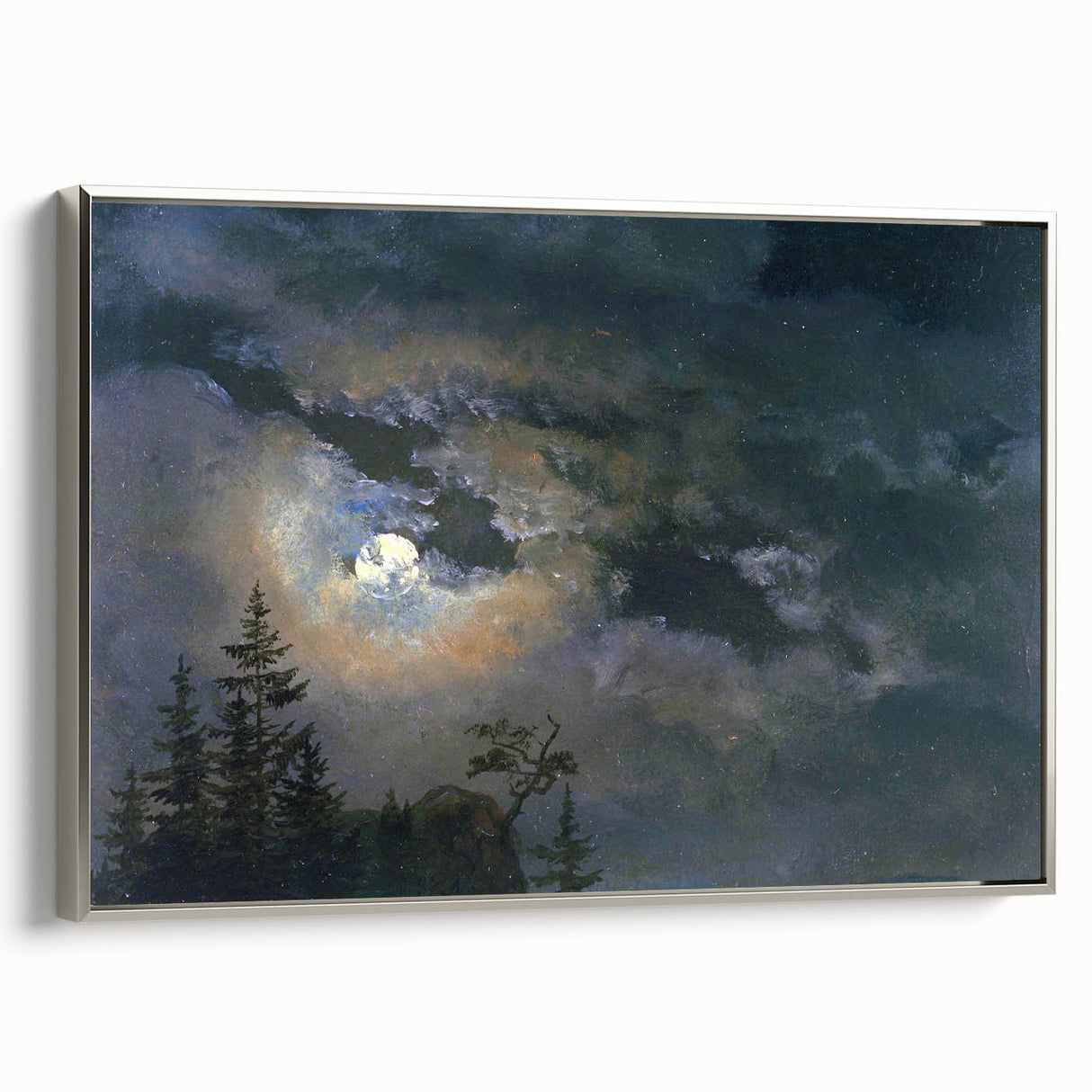 Dark Moody Wall Art - Atmospheric Moonlit Sky for Dramatic Interiors