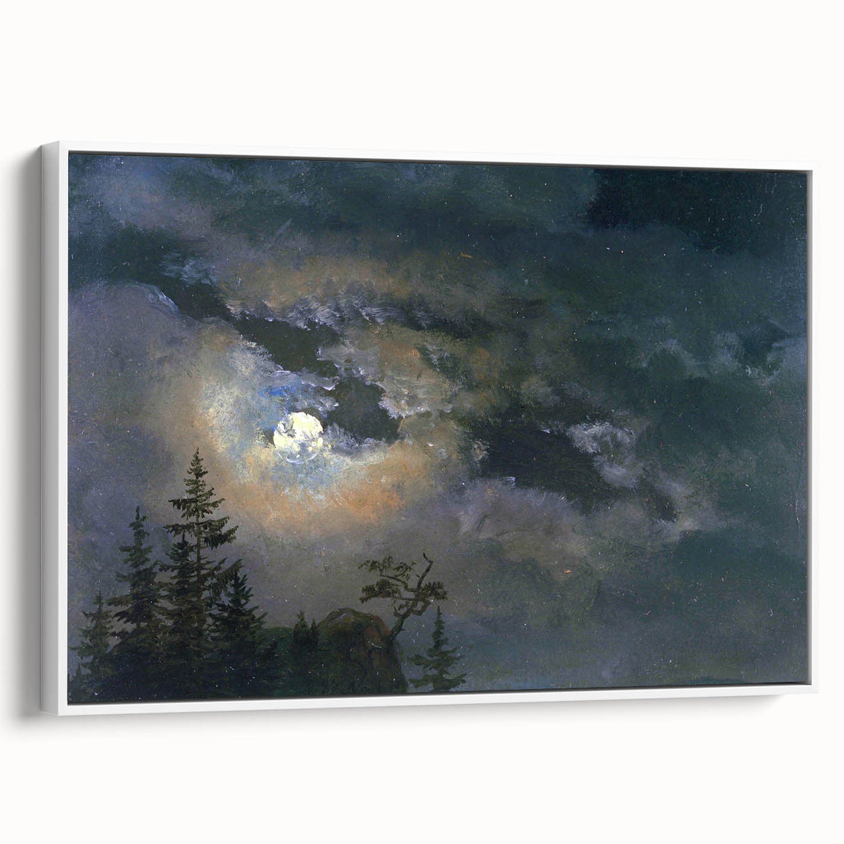 Dark Moody Wall Art - Atmospheric Moonlit Sky for Dramatic Interiors