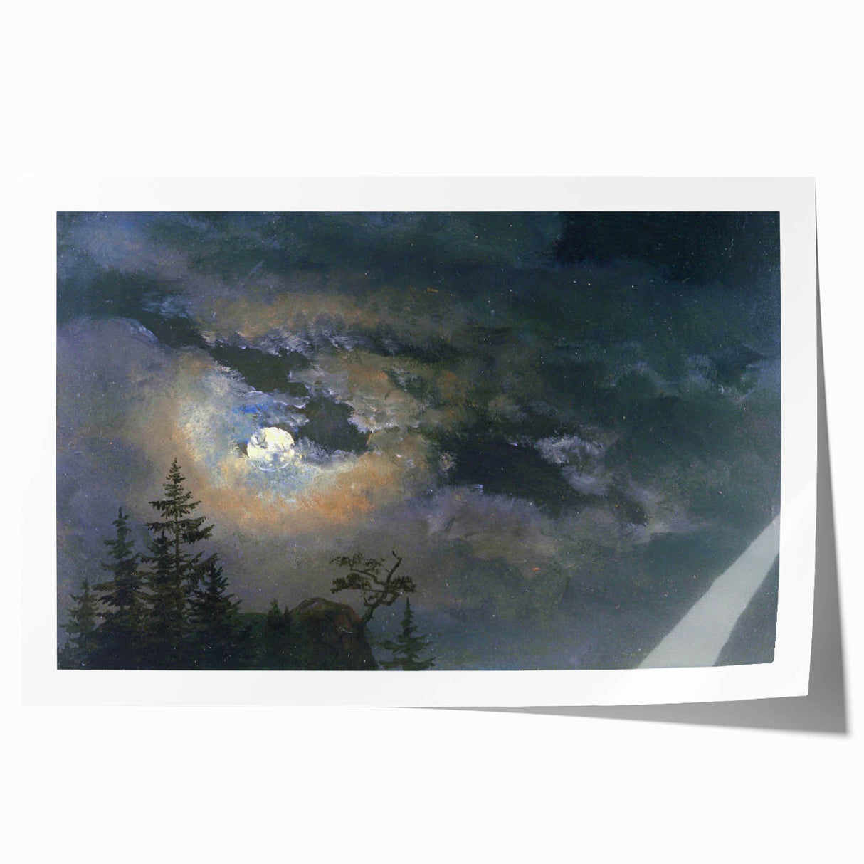 Dark Moody Wall Art - Atmospheric Moonlit Sky for Dramatic Interiors