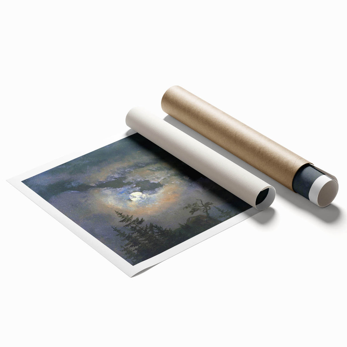 Dark Moody Wall Art - Atmospheric Moonlit Sky for Dramatic Interiors