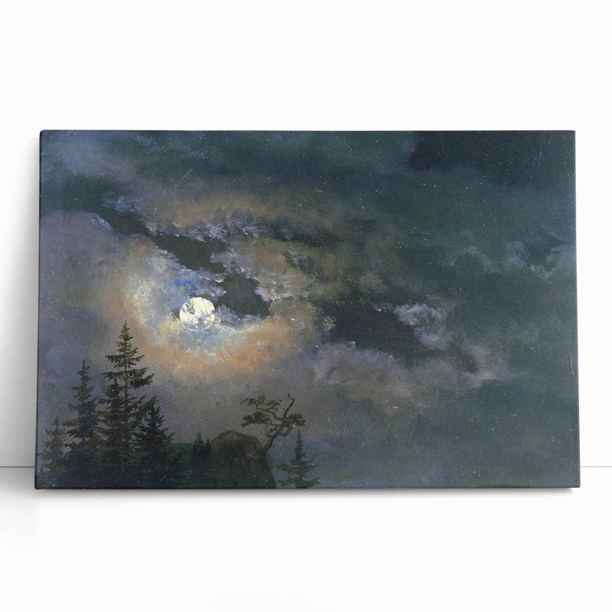 Dark Moody Wall Art - Atmospheric Moonlit Sky for Dramatic Interiors