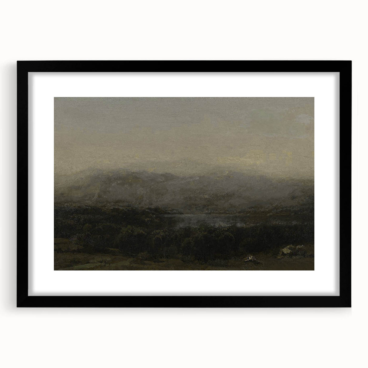 Dark Moody Landscape Art - Serene Atmospheric Hills for Timeless Decor