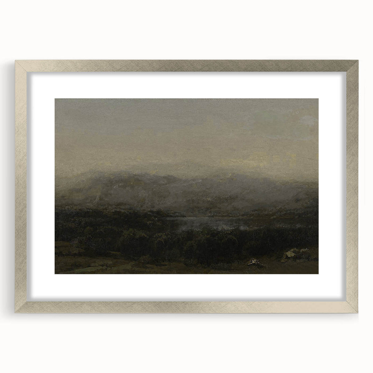 Dark Moody Landscape Art - Serene Atmospheric Hills for Timeless Decor