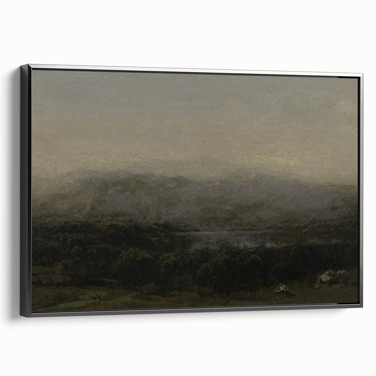 Dark Moody Landscape Art - Serene Atmospheric Hills for Timeless Decor