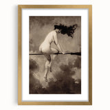 Dark Moody Wall Art | Vintage Nude on Broomstick | Moody Art Prints