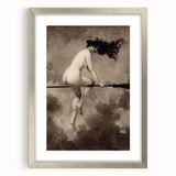 Dark Moody Wall Art | Vintage Nude on Broomstick | Moody Art Prints