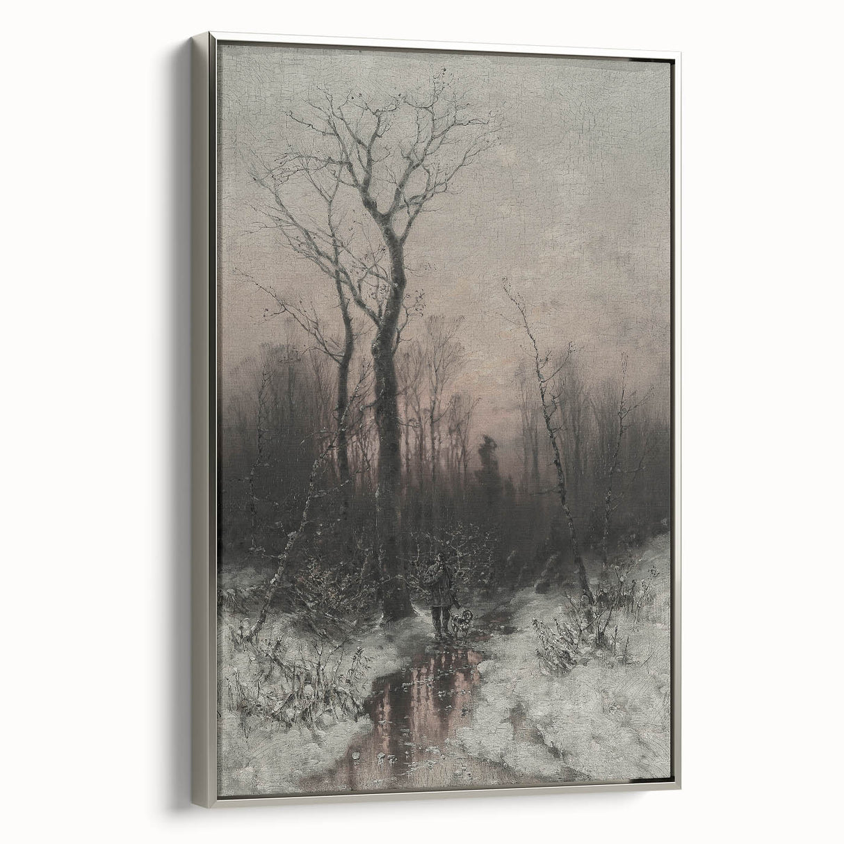 Dark Moody Winter Scene: Snowy Forest Walk Wall Art for Interiors