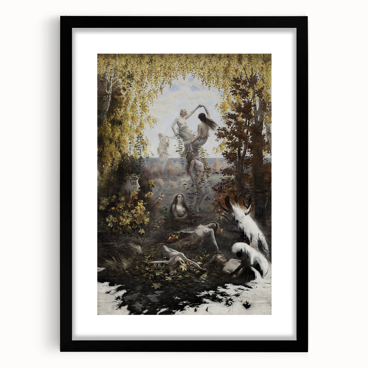 Dark Moody Wall Art | Enchanting Nymphs in Nature | Dramatic Art Prints