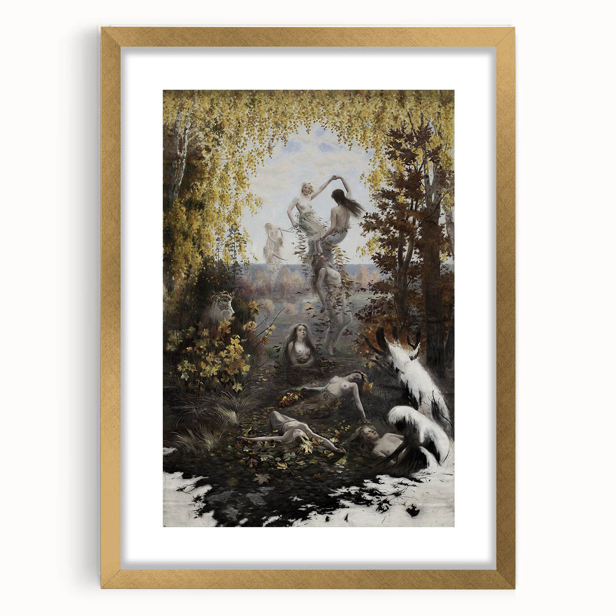 Dark Moody Wall Art | Enchanting Nymphs in Nature | Dramatic Art Prints