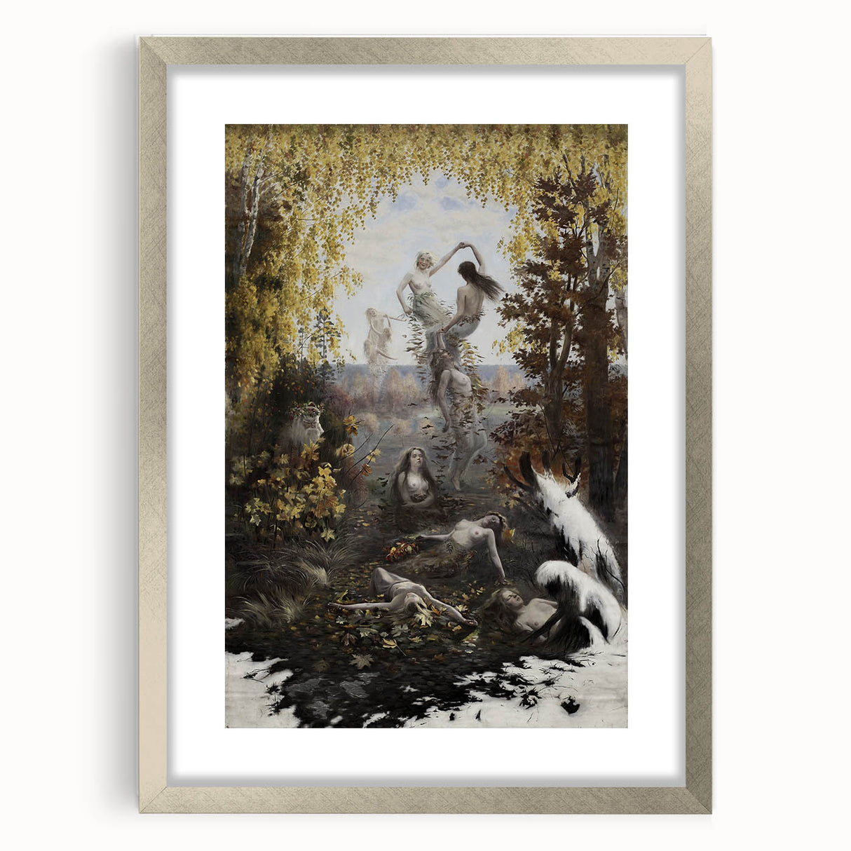 Dark Moody Wall Art | Enchanting Nymphs in Nature | Dramatic Art Prints
