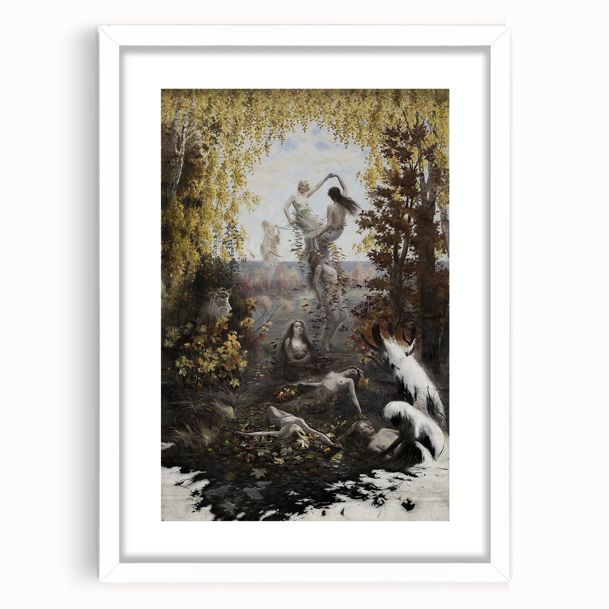 Dark Moody Wall Art | Enchanting Nymphs in Nature | Dramatic Art Prints