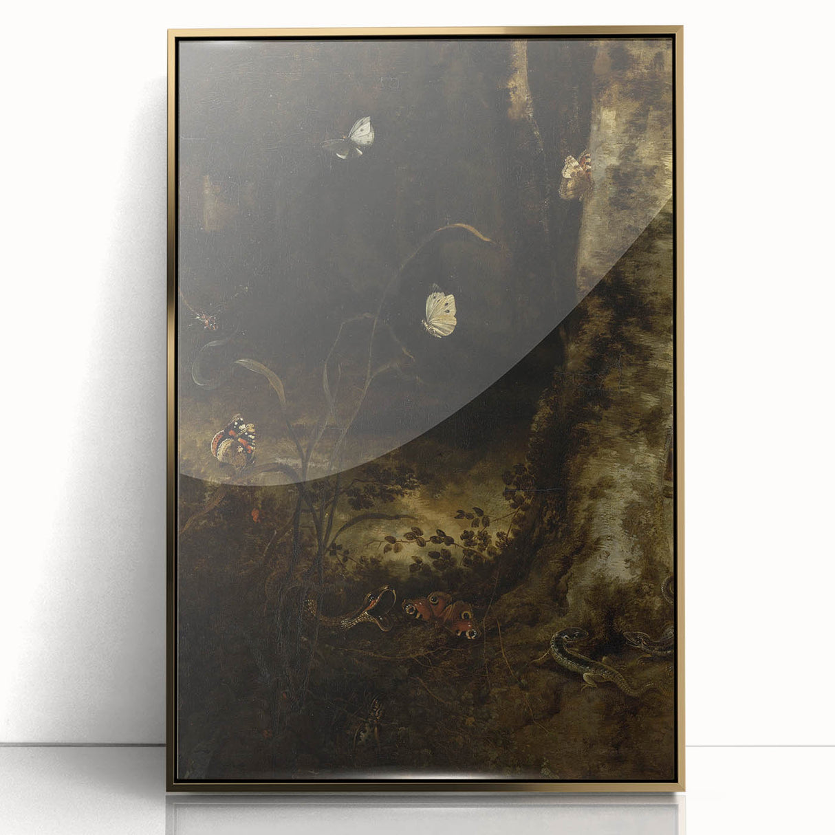 Dark Moody Wall Art - Forest Scene with Butterflies and Serpents