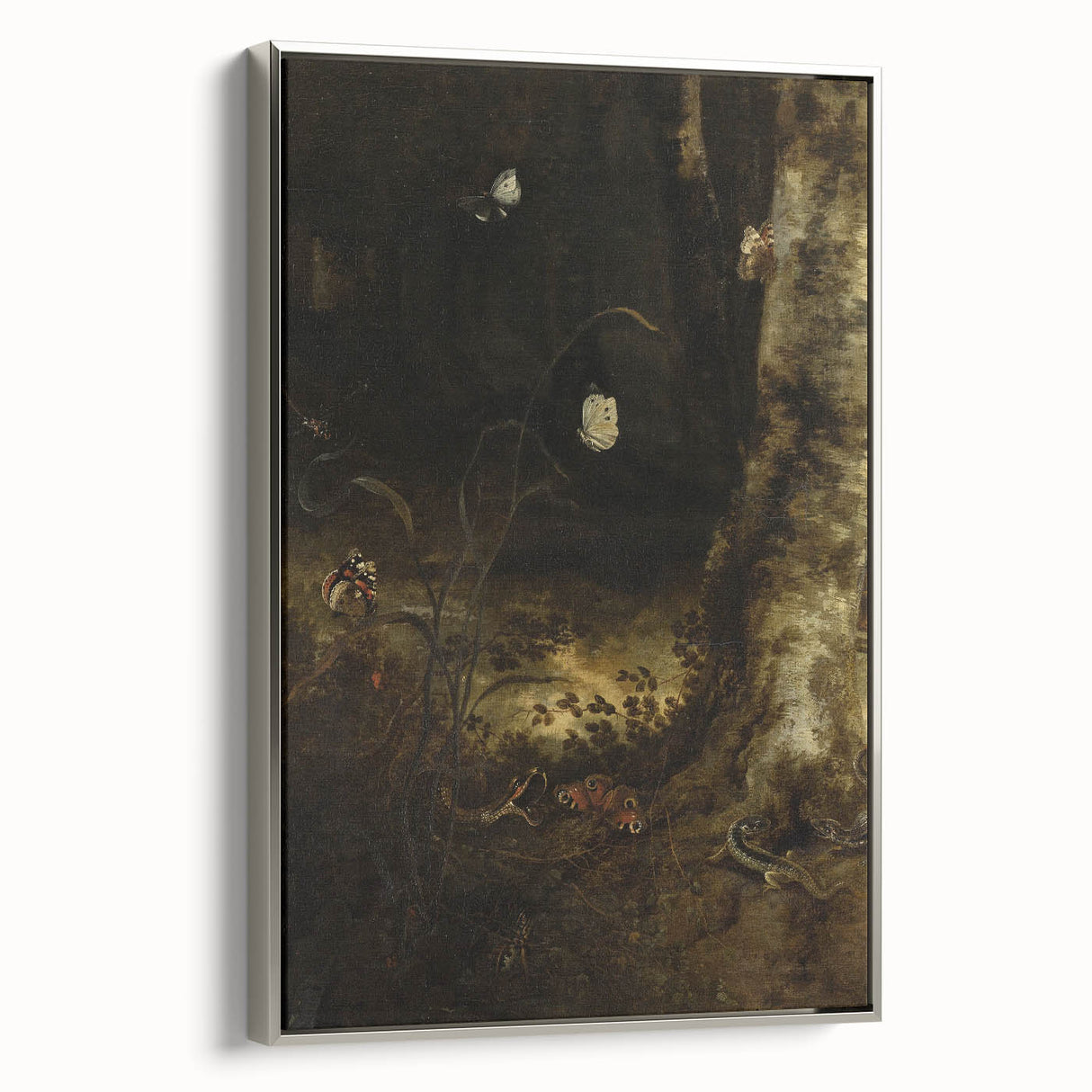 Dark Moody Wall Art - Forest Scene with Butterflies and Serpents