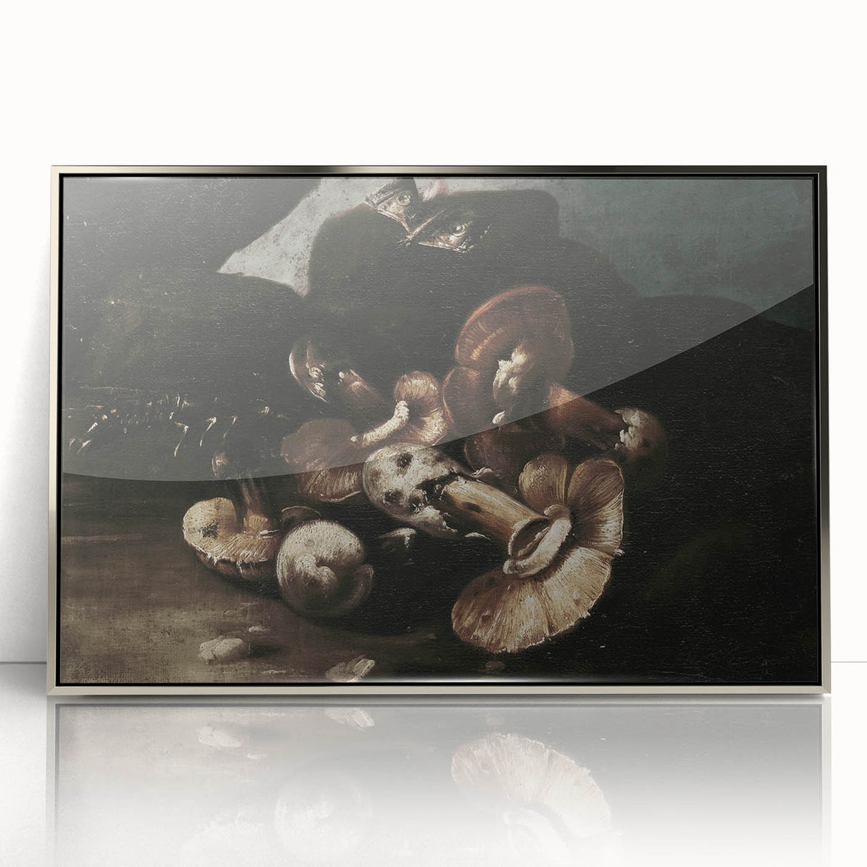 Dark Moody Wall Art - Dramatic Mushroom Still Life with Shadows