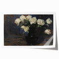 Dark Moody Wall Art White Roses in Black Vase for Dramatic Interiors