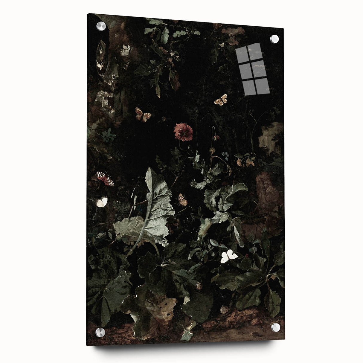 Dark Moody Wall Art - Enchanted Forest Scene with Butterflies & Leaves
