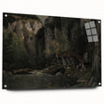 Moody Interior Art - Serene Cliffside Landscape with Deep Forest Tones