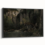 Moody Interior Art - Serene Cliffside Landscape with Deep Forest Tones