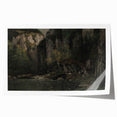 Moody Interior Art - Serene Cliffside Landscape with Deep Forest Tones