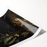 Dark Moody Wall Art - Forest Scene with Butterflies and Woodland Creatures