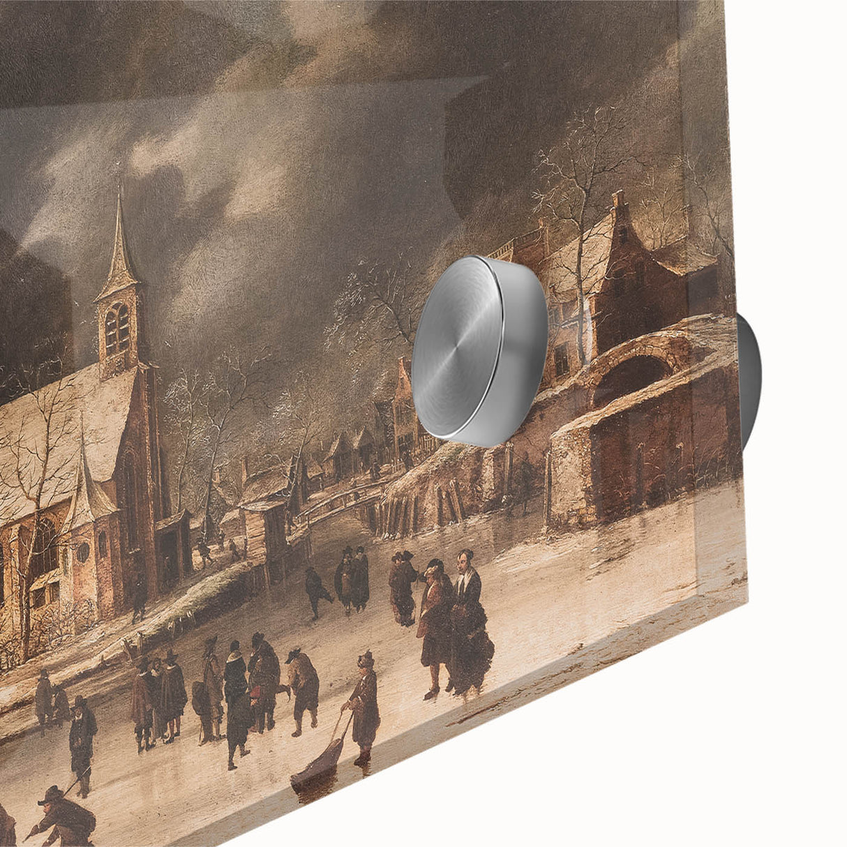 Moody Art Prints - Winter Village Scene with Dramatic Skies