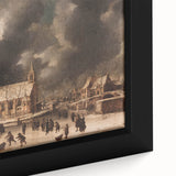 Moody Art Prints - Winter Village Scene with Dramatic Skies