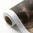 Moody Art Prints - Winter Village Scene with Dramatic Skies