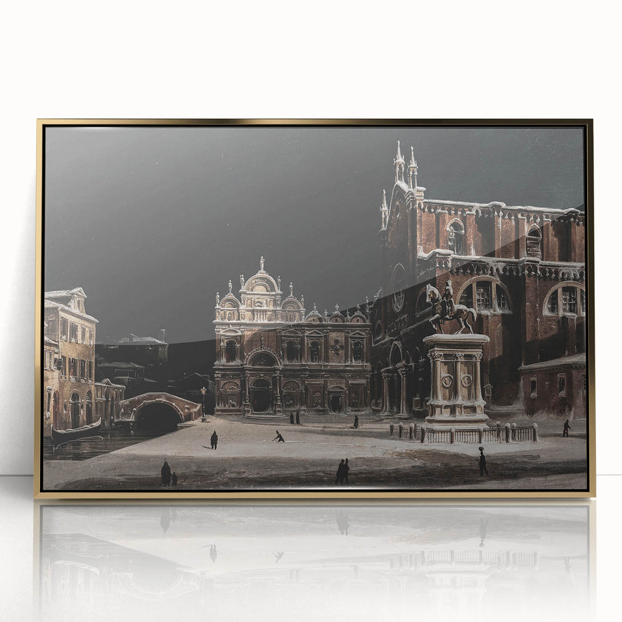 Moody Venetian Nightscape Wall Art - Dark Cityscape for Interior Decor