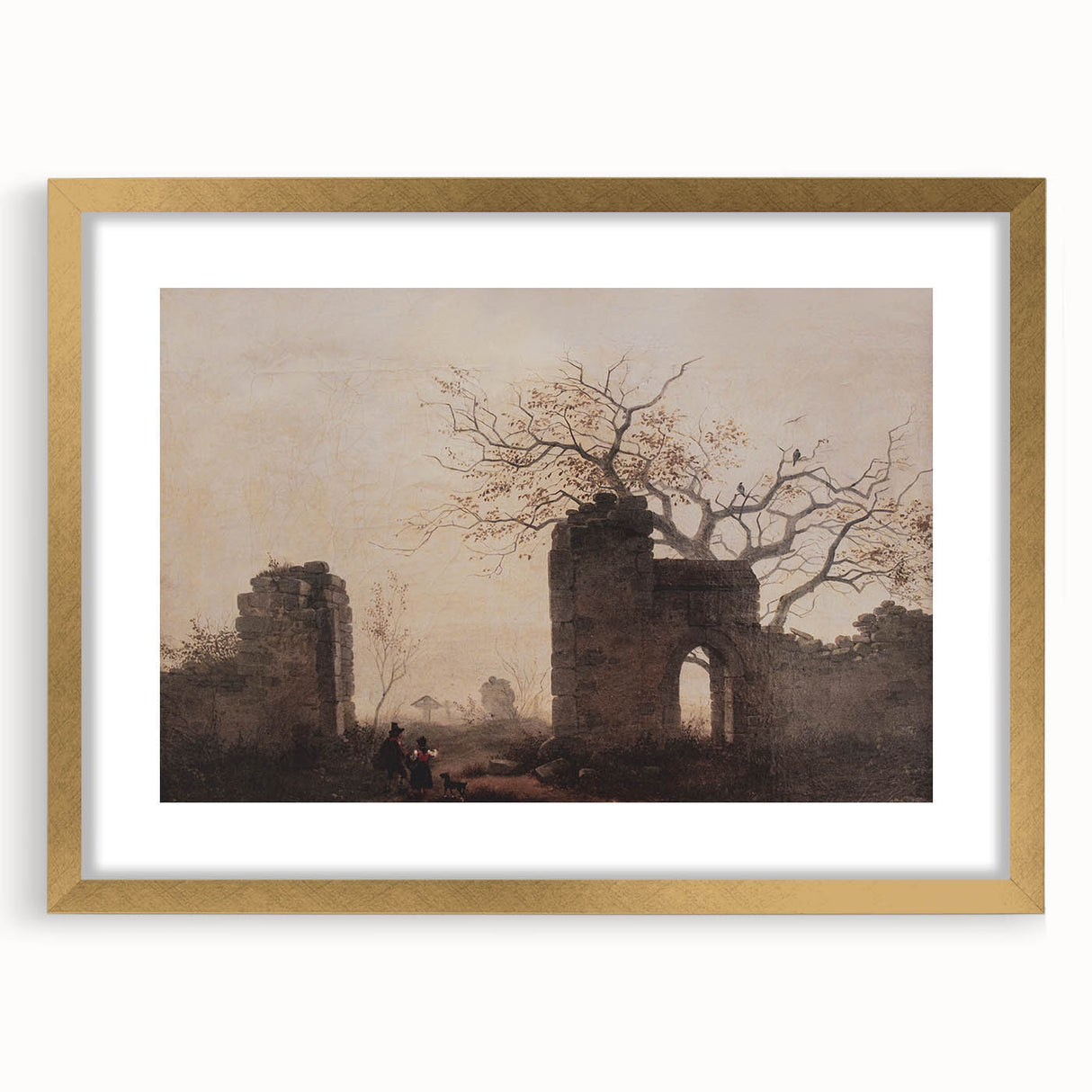 Dark Art Decor - Timeless Ruins and Bare Tree Scene for Moody Interiors