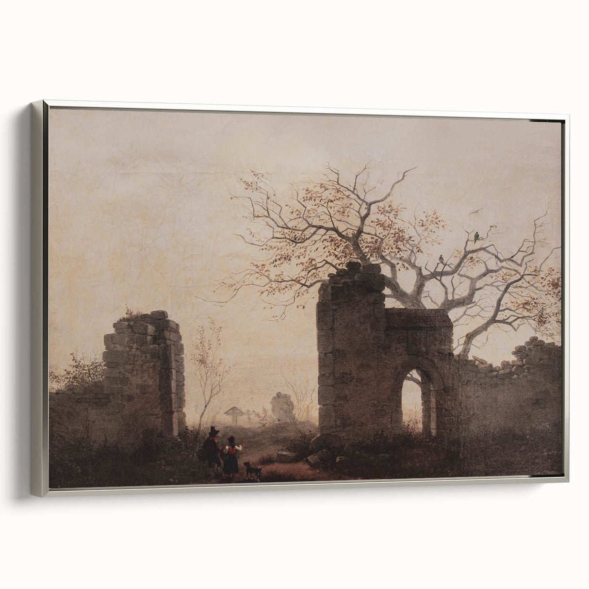 Dark Art Decor - Timeless Ruins and Bare Tree Scene for Moody Interiors