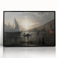 Dark Moody Venice Night Art - Atmospheric Gondola Scene for Interiors