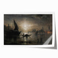 Dark Moody Venice Night Art - Atmospheric Gondola Scene for Interiors