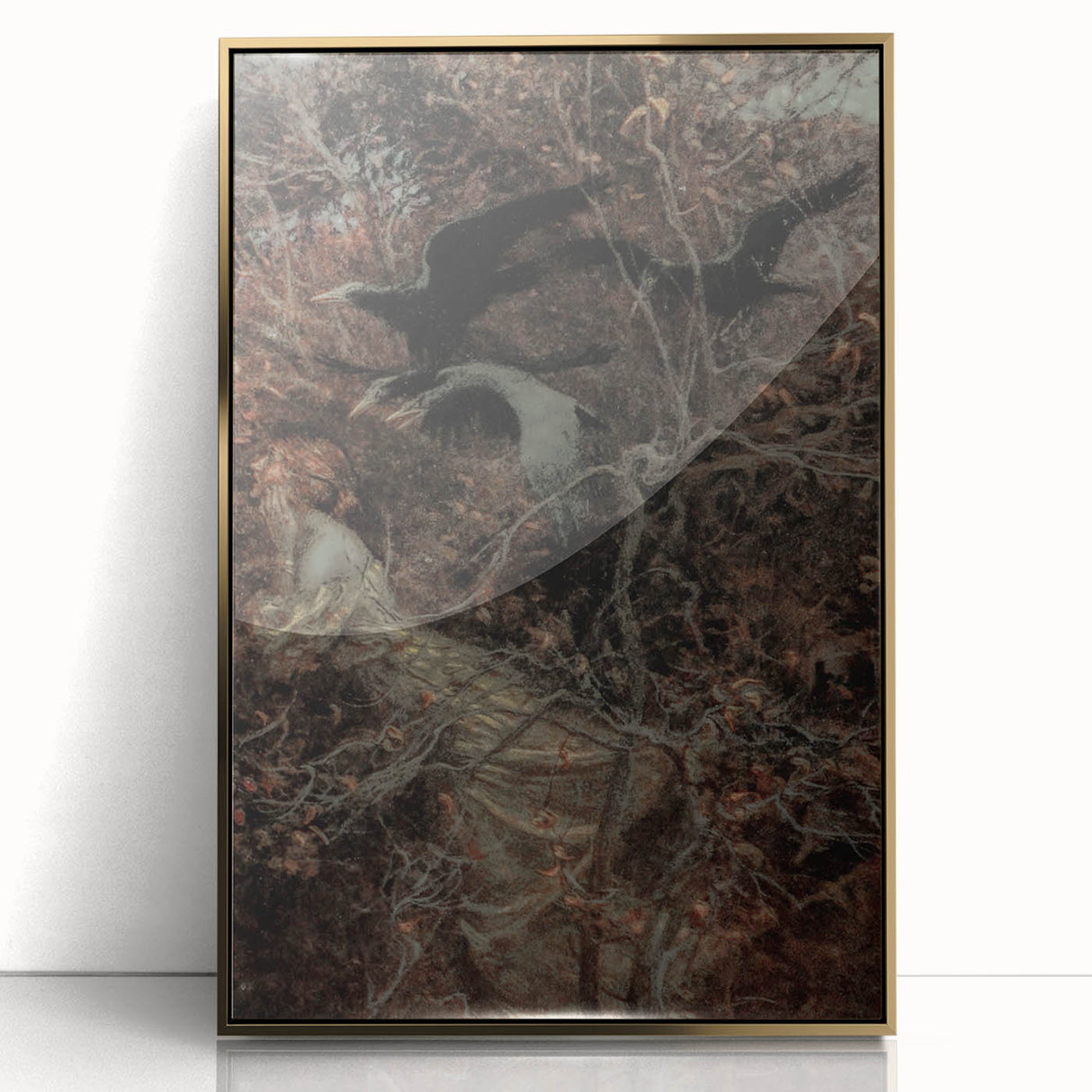Dark Moody Wall Art - Haunting Crow Scene for Dramatic Interiors