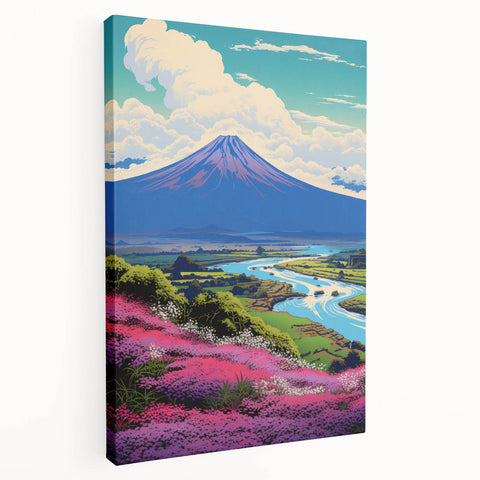 Vibrant Electric Mountain River Art – Modern Electric Wall Canvas