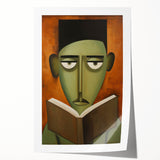 Electric Art Canvas - Abstract Portrait in Green and Burnt Orange
