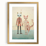 Whimsical Electric Cat Duo Canvas – Playful Modern Art Print