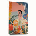 Modern Electric Abstract Portrait - Vibrant Floral and Figurative Art