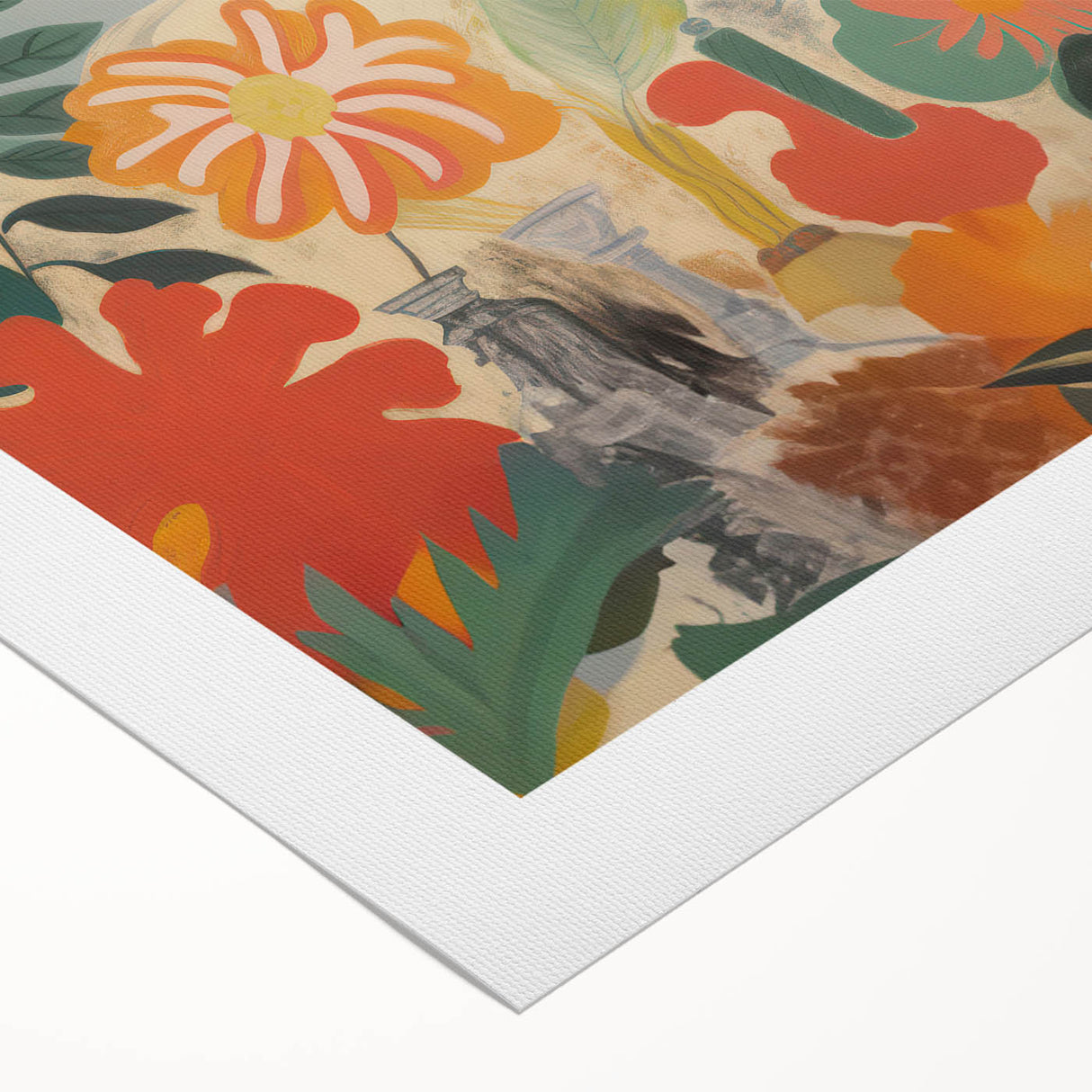Modern Electric Abstract Portrait - Vibrant Floral and Figurative Art