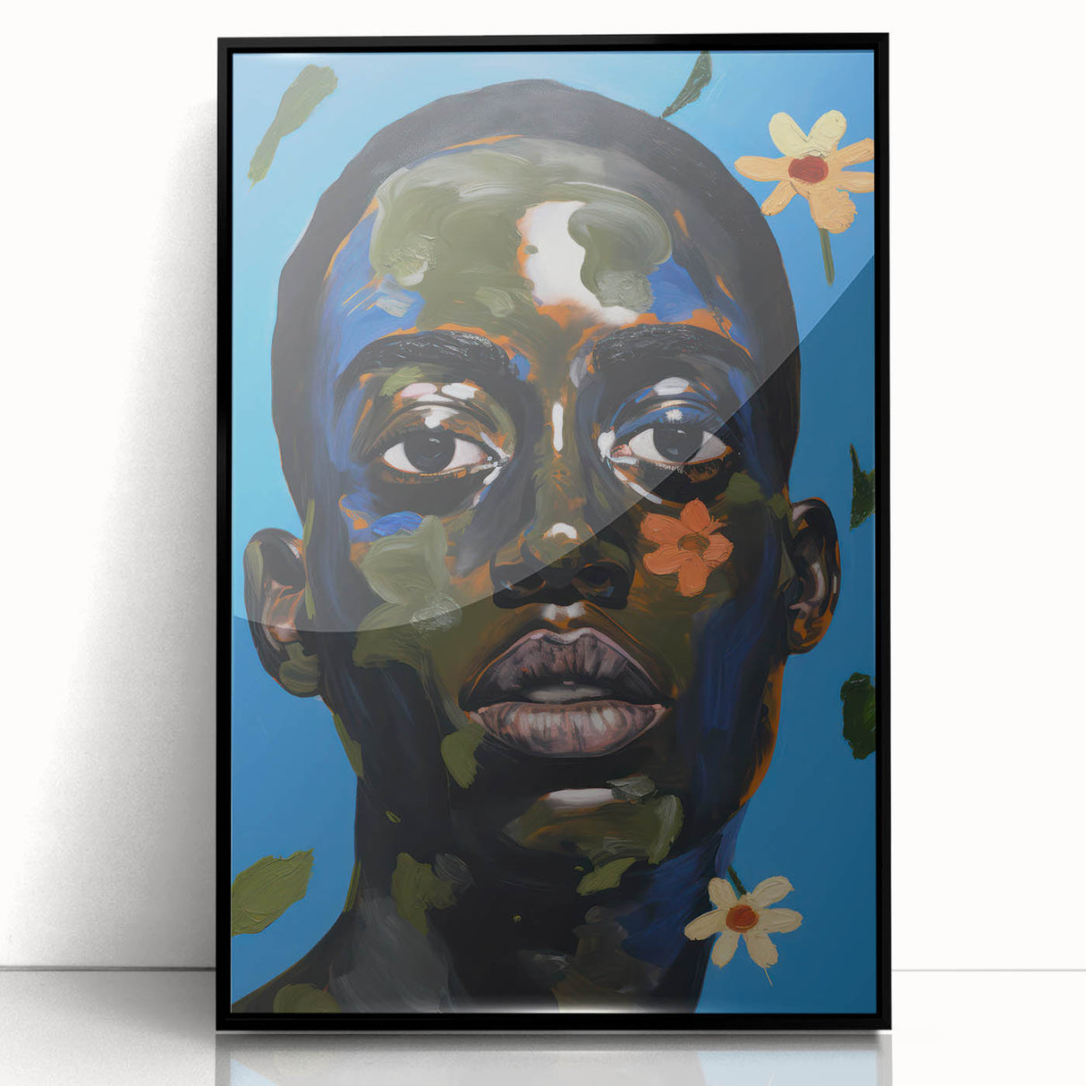 Electric Portrait Wall Art - Vibrant Modern Expressionist Face Decor