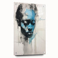 Abstract Electric Portrait - Expressive Blue and Black Minimalist Art