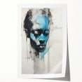Abstract Electric Portrait - Expressive Blue and Black Minimalist Art