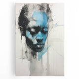 Abstract Electric Portrait - Expressive Blue and Black Minimalist Art