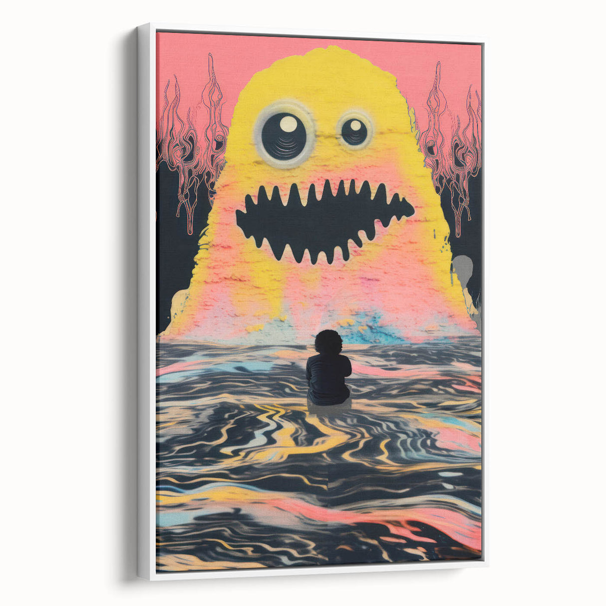 Vibrant Electric Monster Art - Bold Abstract Wall Decor for Kids