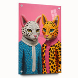 Vibrant Electric Animal Art - Colorful Cat Duo Portrait Modern Canvas