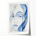Abstract Electric Portrait - Blue Fluid Face Art for Modern Decor