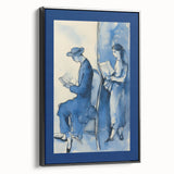 Blue Electric Art Canvas – Modern Reading Scene Electric Wall Decor