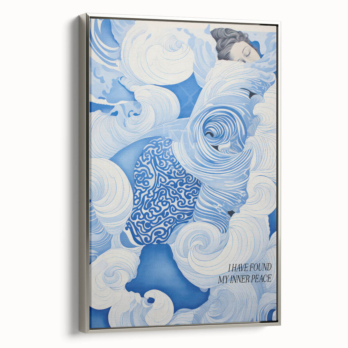 Tranquil Electric Art Canvas – Swirling Blue and White Dream Wall Decor