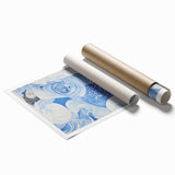 Tranquil Electric Art Canvas – Swirling Blue and White Dream Wall Decor